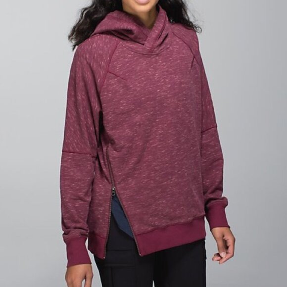 Lululemon Om and Roam Side Zip Hoodie Heathered Marled Rust Berry Size 2 - Picture 1 of 8